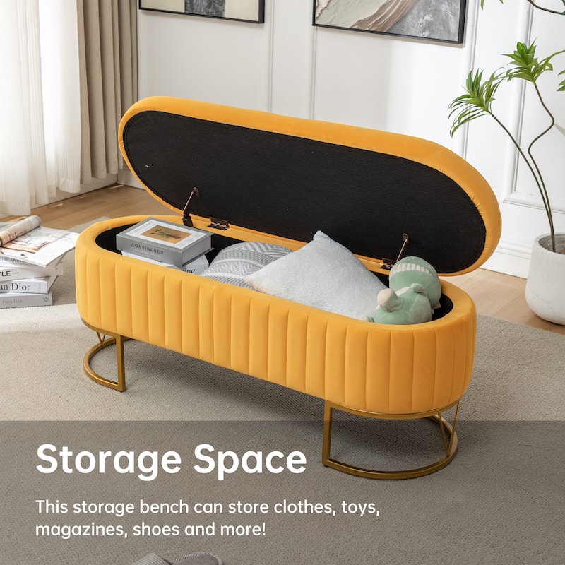 Velvet Storage Bench for Bedroom