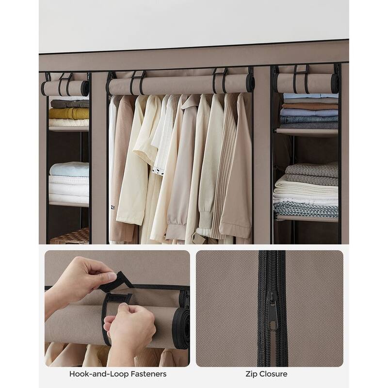 59" Freestanding Clothes Storage Wardrobe with Shelves and Rod Non-Woven Fabric Closet Organizer - 59" x 17.7" x 69"