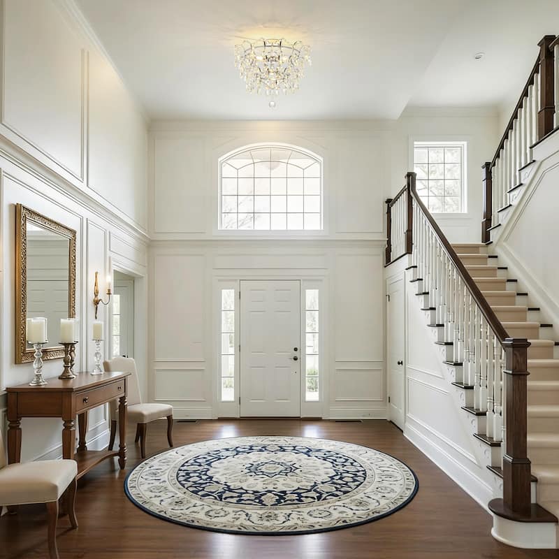 Elegant 4-Light Chrome Semi Flush Mount Ceiling Light with Clear Crystal Raindrop Accents for Living Room or Dining Room