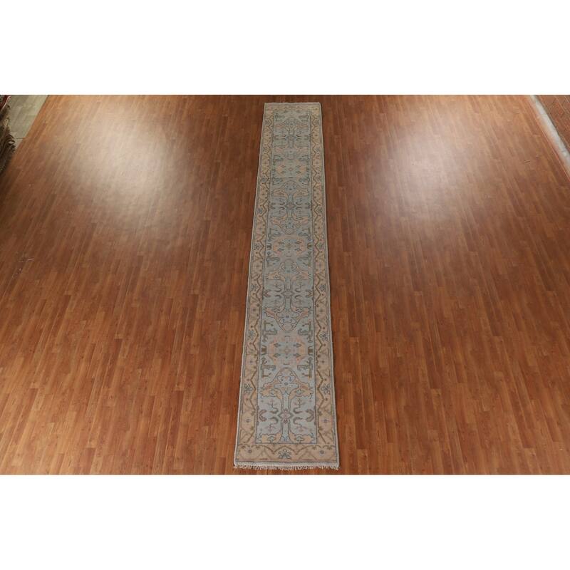 Oushak Oriental Runner Rug Hand-knotted Wool Carpet - 2'8"x 16'0"