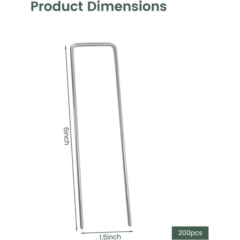6 Inch Garden Stakes Galvanized, U-Type Turf Staples, Garden Stakes Landscaping Staples for Weed Fabric Barrier Ground Cover