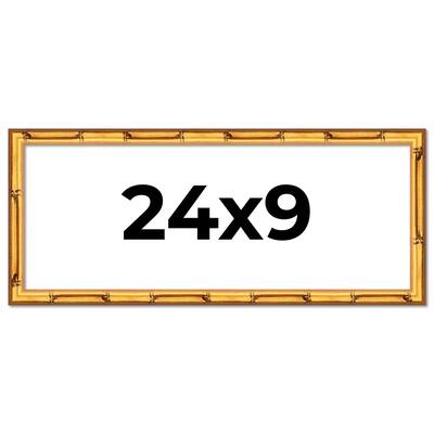 24x9 Frame Gold Bamboo Picture Frame - Complete Modern Photo Frame
