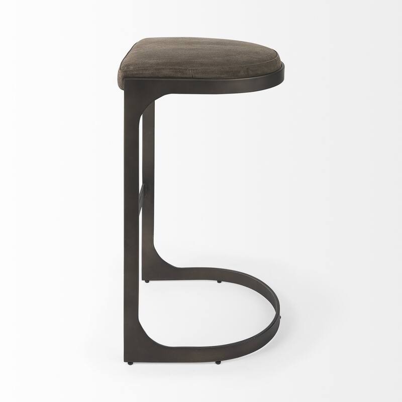 Faux Leather Backless Metal Bar Stools with Footrest