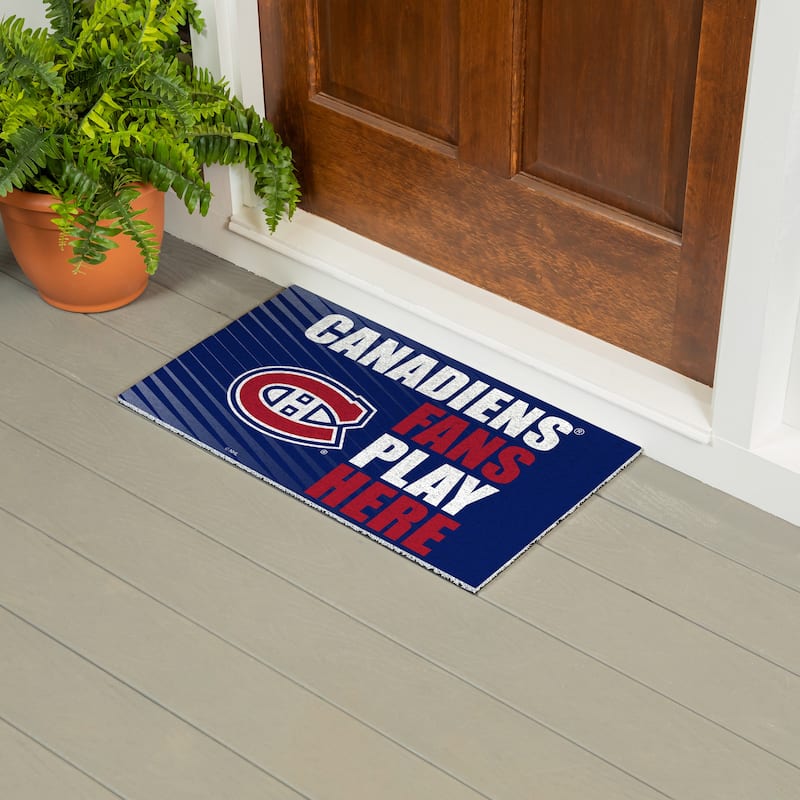 28 in. x 16 in. Montreal Canadiens "Fans Play Here" PVC Door Mat