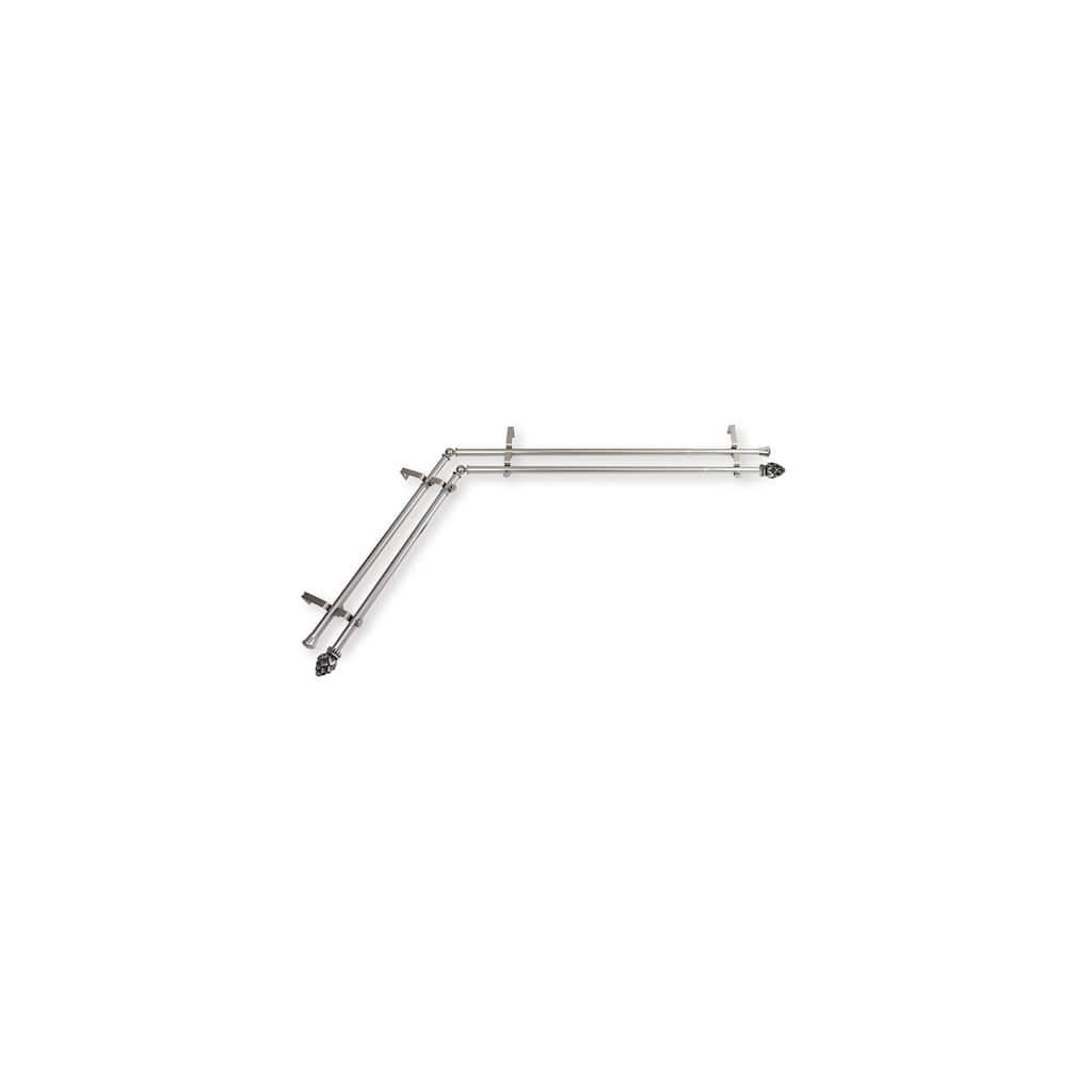 Corner Window Curtain Rod - Adjustable Double Rod Set 120-170" Satin Nickel Finish - M