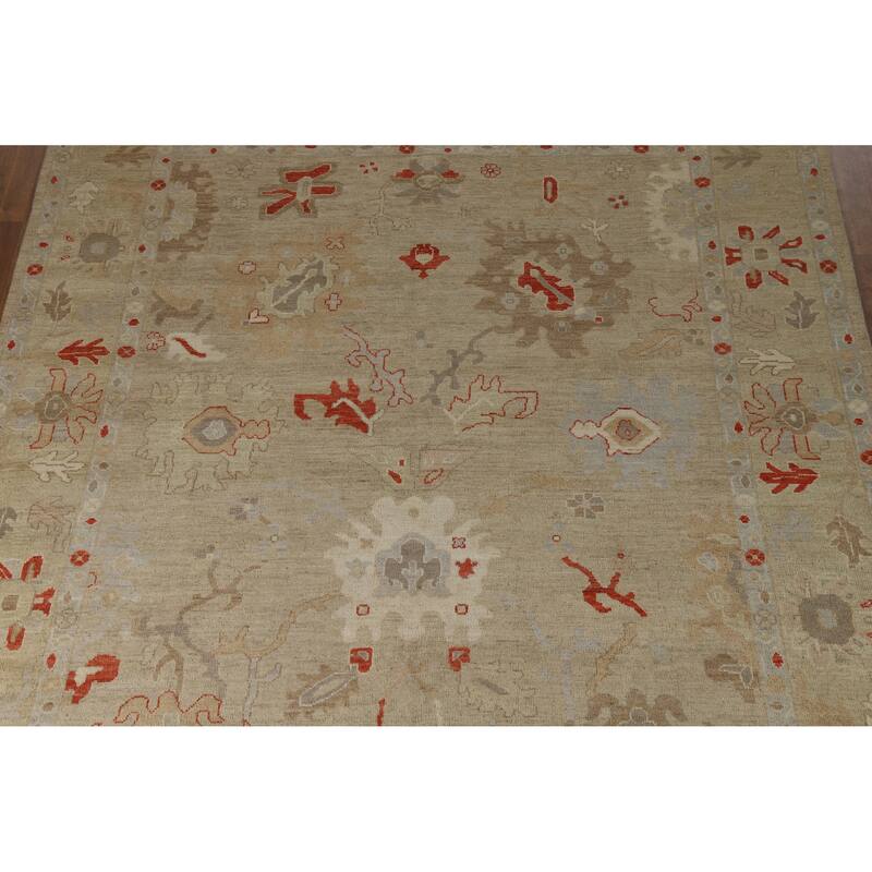 Floral Oushak Turkish Area Rug Hand-Knotted Vegetable Dye Wool Carpet - 8'4" x 9'9"