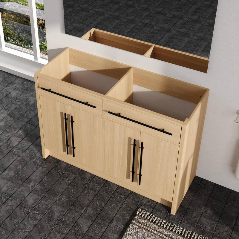 Malwee 48"/60" Bathroom Vanity Without Sink, FreeStanding Vanity Cabinet with 4 Soft Close Doors and 2 Adjustable Shelves - 46.9"×18.0"×33.5"