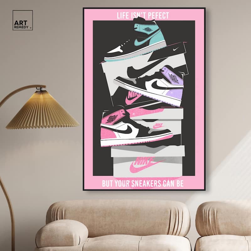 Pastel Big Sneaker Stack Canvas by Art Remedy