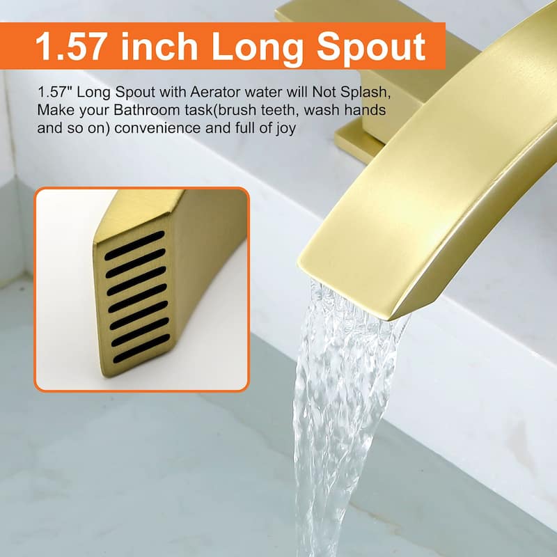 Rbrohant 5"H Waterfall Bathroom Faucet, Widespread 2-Handle Bathroom Sink Faucet for Sink 3 Hole