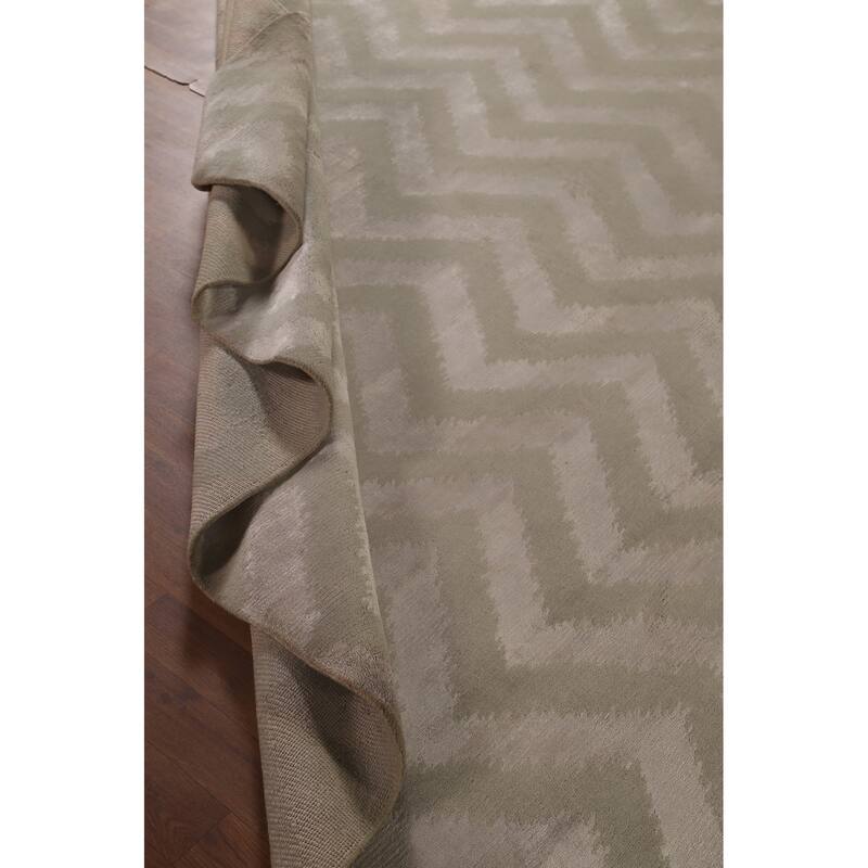 Chevron Style Nepalese Oriental Area Rug Handmade Wool Carpet - 8'0" x 9'7"