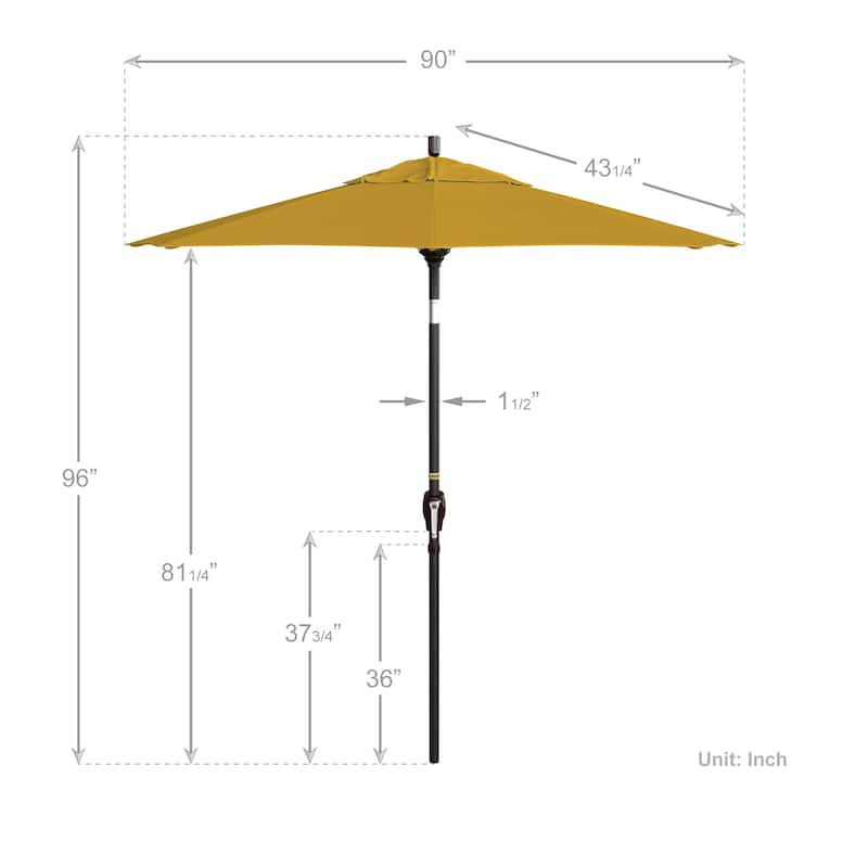 California Umbrella 7.5' Round Crank Lift Push Button Tilt Bronze Aluminum Patio Umbrella with Sunbrella Cilantro Fabric