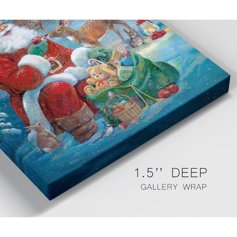 Santa's Woodland Friends-Premium Gallery Wrapped Canvas - Ready to Hang