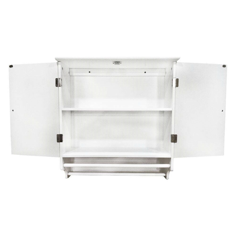Shop White Bathroom Wall Cabinet With Storage Shelf And Towel Bar Overstock 29084443