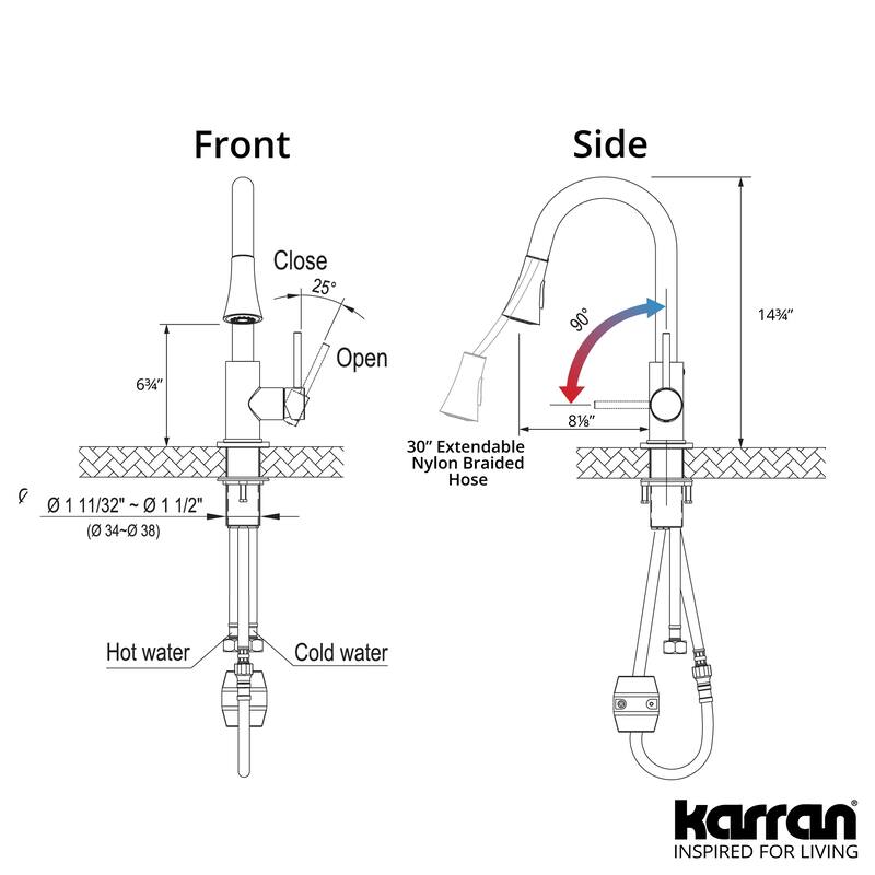Karran Weybridge Single-Handle Pull-Down Sprayer Kitchen Faucet