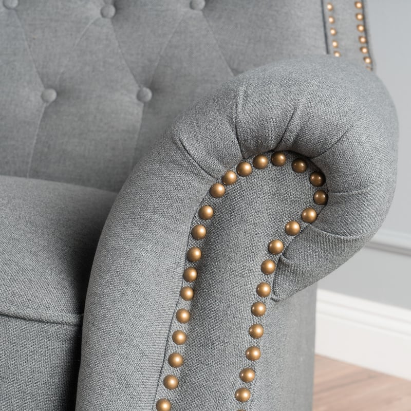 Walder Tufted Fabric Recliner w/Nailhead Trim by Christopher Knight Home