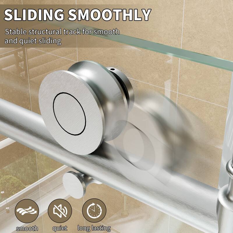 Modland 56-60" Sliding Shower Door, 5/16" ANSI Glass, 304 Stainless Steel Hardware, Leak-Proof, k Matte Black/Brushed Nickel