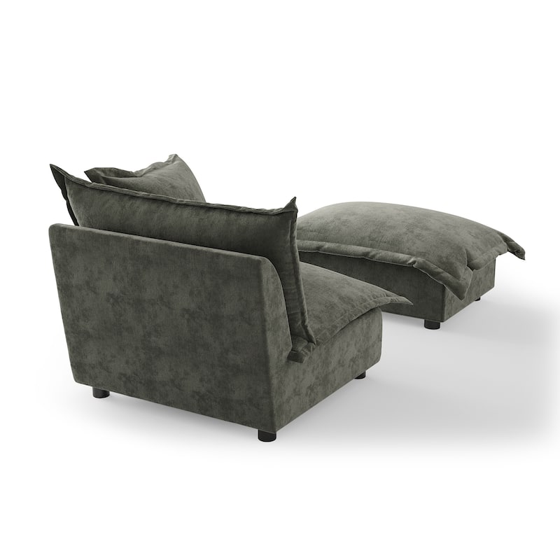 Modern Cloud Chaise Longue Accent Chair with Ottoman set