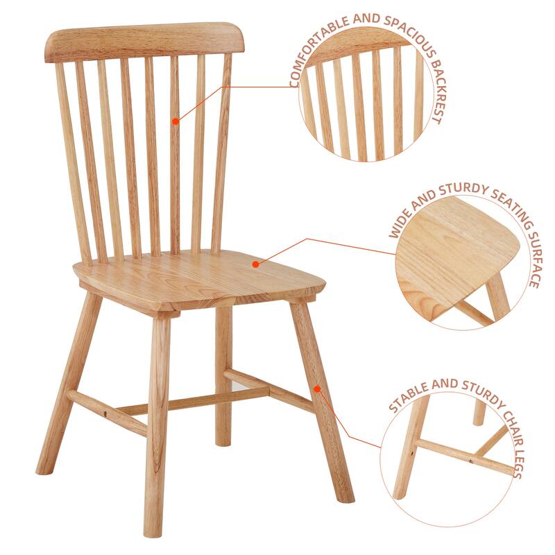 Modern Solid Wood Dining Chairs with Curved Backrests (Set of 4)