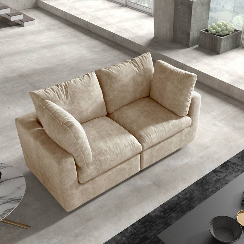 67" Modern Loveseat Sectional Sofa for Living Room,Chenille Modular Couch, Removable Cover, Spring Cushions, Solid Wood Frame