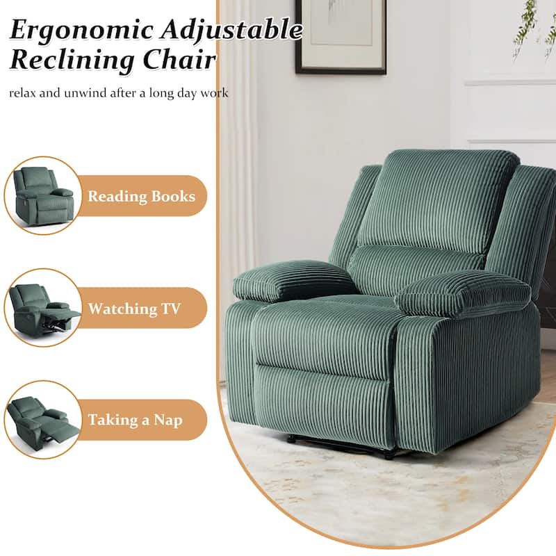 Corduroy Manual Recliner Chair with Footrest