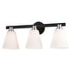 preview thumbnail 8 of 13, Vermont Matte Black and Satin Nickel Bathroom Vanity Lighting Fixture, Etched White Glass Shade, Dimmable, LED Compatible Wall