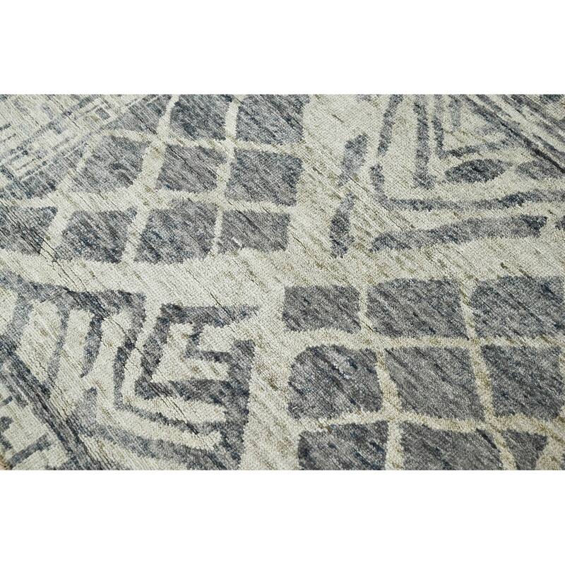 Hand Knotted 100% Wool Tibetan Modern Oriental Area Rug Gray Beige - 4' 9'' x 7' 10''