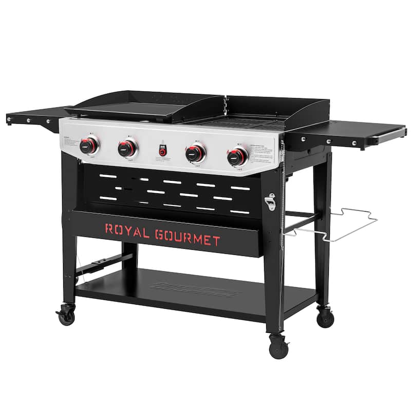 Royal Gourmet 4-Burner Gas Grill and Griddle Combo,Black & Silver