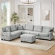 preview thumbnail 1 of 6, 125.2" Modern Corduroy Upholstered U-shaped Sectional Sofa with Movable Ottoman and Side Storage Pockets Grey