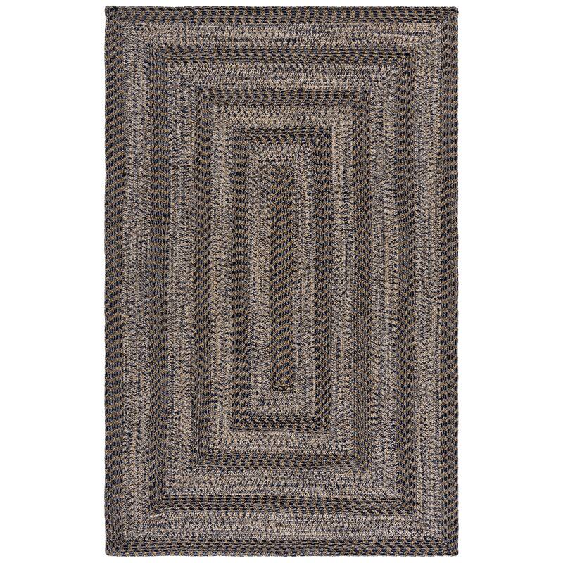SAFAVIEH Handmade Braided Fatimah Washable Indoor/Outdoor Rug - Weather Resistant & Easy Cleaning - 6' x 9' - Navy/Gold