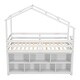 preview thumbnail 10 of 8, Playhouse Design Loft Bed with Roof Frame, Under Bed Shelving Storage, Guardrails, Ladder, Twin, White