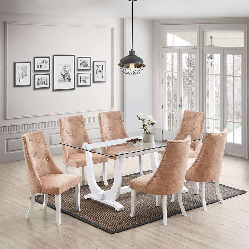 Upholstered Dining Room Chairs, Set of 2, Light Brown