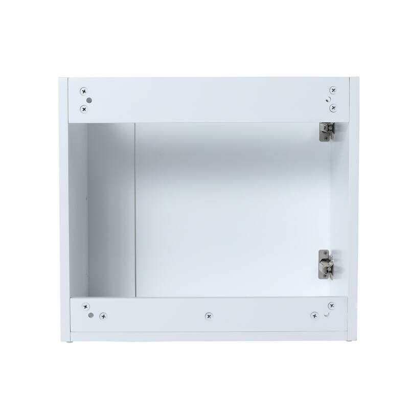 Contemporary Bathroom Vanity with Ceramic Vessel Sink, Soft-Closing Doors, Matte Black Pull Handle - 22in L Plywood