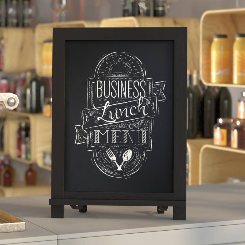 Freestanding Tabletop or Wall Mount Magnetic Chalkboard - 12"W x 1.88"D x 17"H - Black