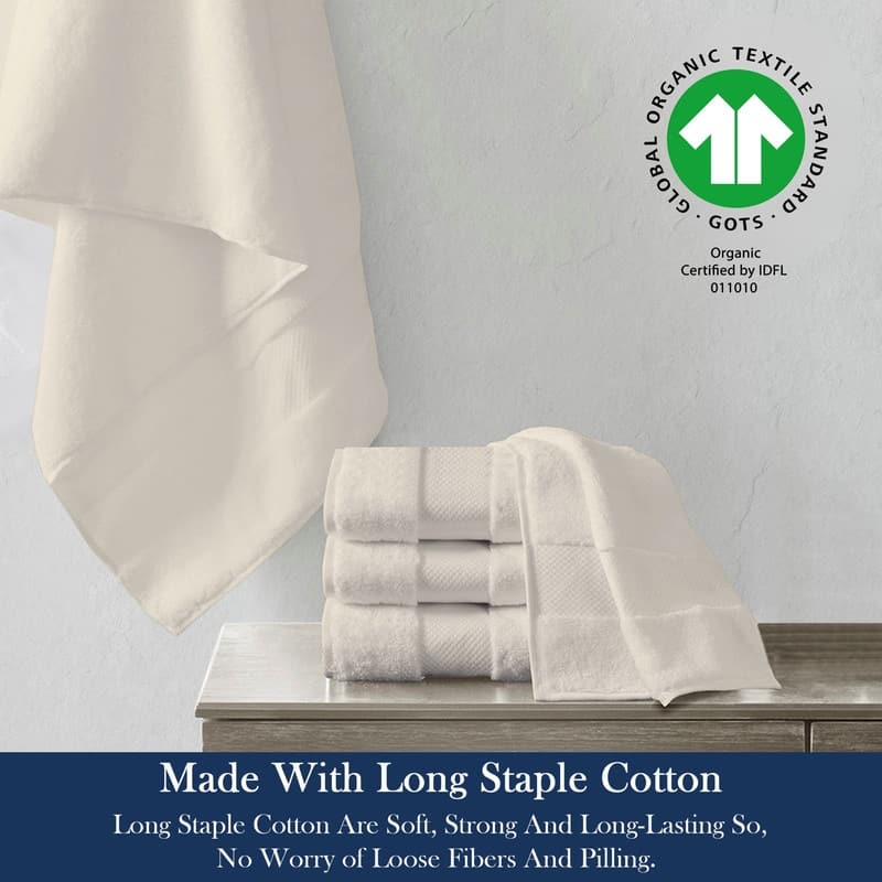 Delara Organic Cotton Luxuriously Plush Bath Towel Pack of 4 |GOTS & OEKO-TEX Certified |650 GSM Long Staple