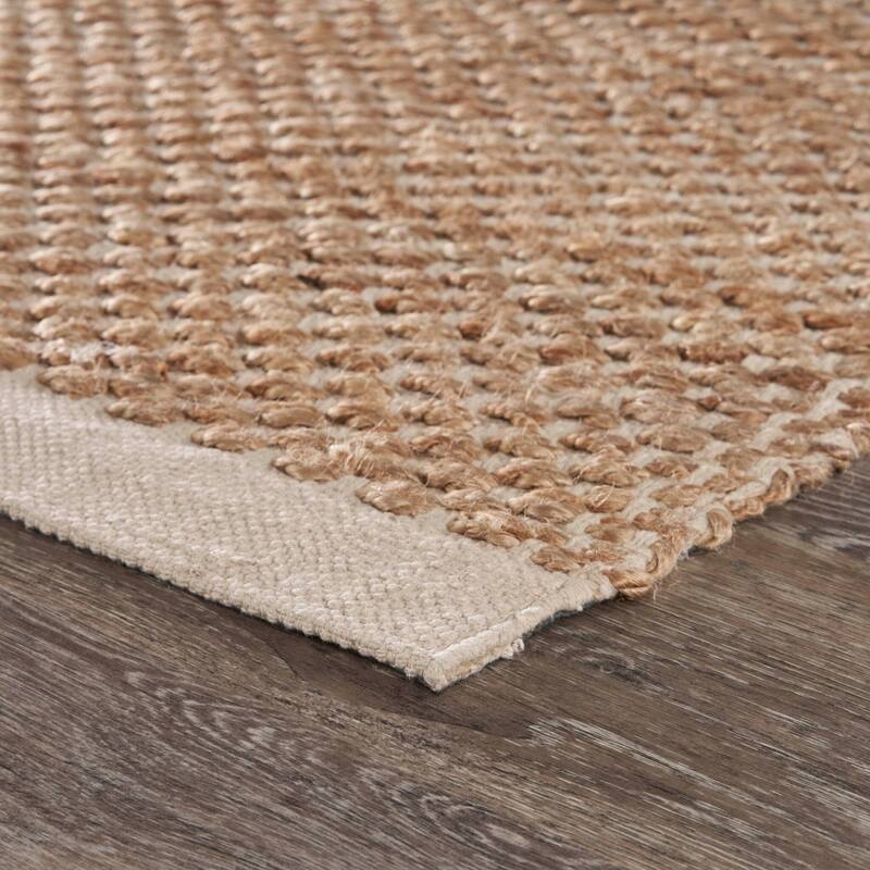Sevita Organic Jute Bordered Area Rug, Tan and Off-White