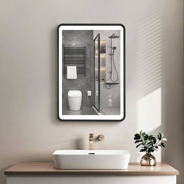 24 in. W x 36 in. H Rectangular Framed Wall Bathroom Vanity Mirror in Fauxy Wood 24 in. W x 36 in. H Rectangular Framed Wall Bathroom Vanity Mirror in Fauxy Wood