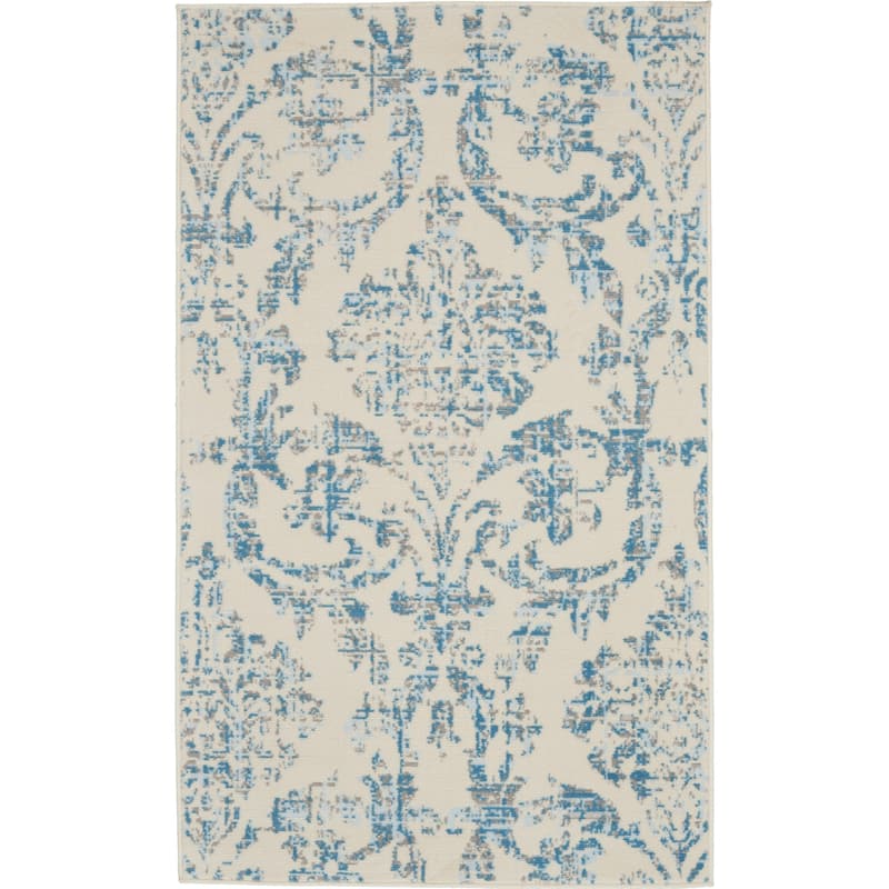 Nourison Jubilant Vintage Farmhouse Damask Area Rug - 3' x 5' - Ivory/Blue