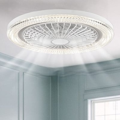 20" White LED Ceiling Fan Light with Remote 6 Speeds Wind