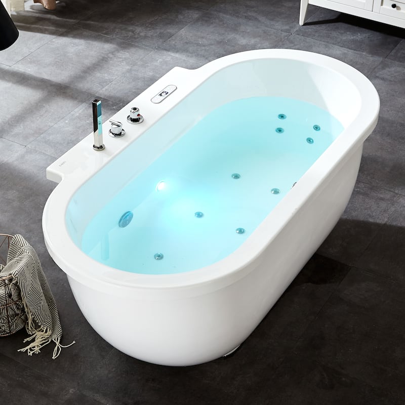 6 ft Acrylic White Whirlpool Bathtub w Fixtures