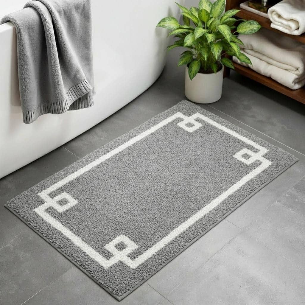 HomeRoots 20" Taupe Cotton Square Bath Rug