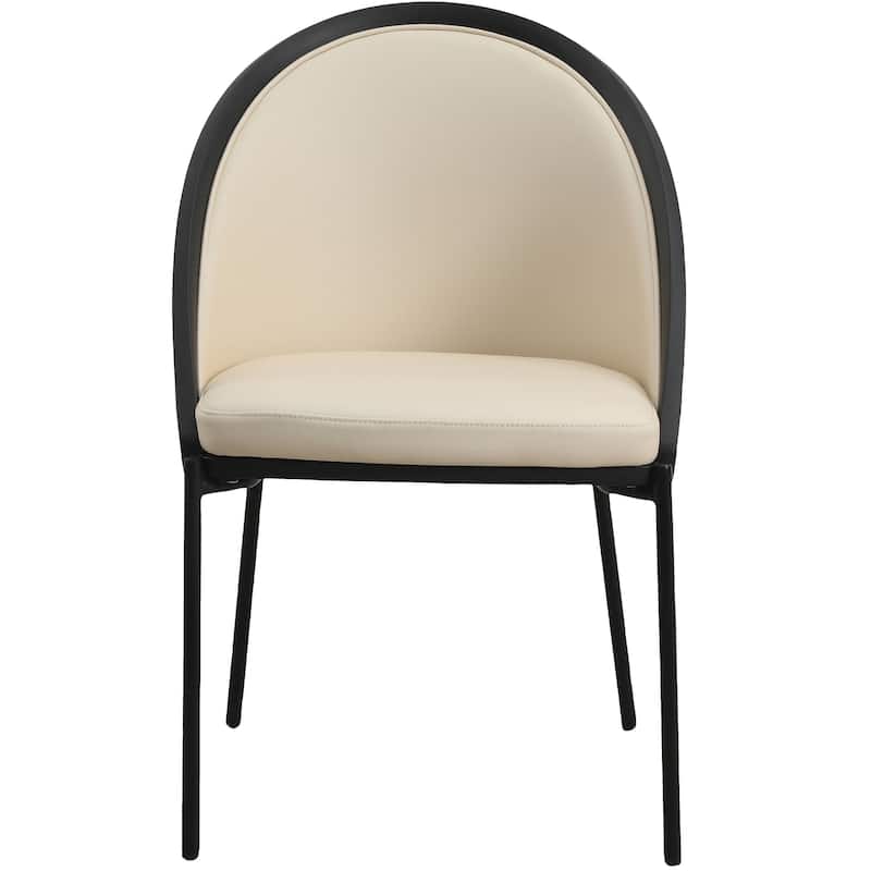 Urbane Dining Chair in Vinyl Fabric with Curved Back and Stainless Steel Legs Set of 2