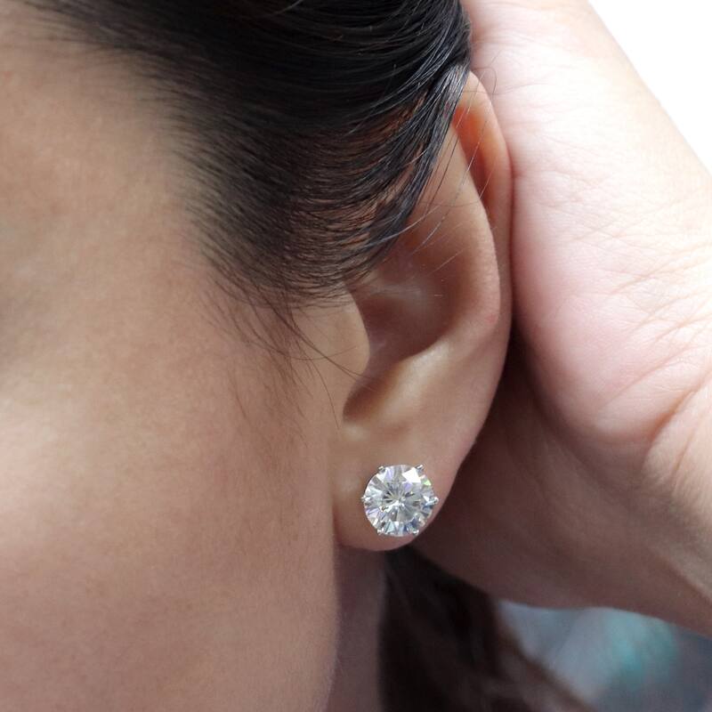 Auriya 4ctw Round Moissanite Stud Earrings 14k Gold - 8.2 mm