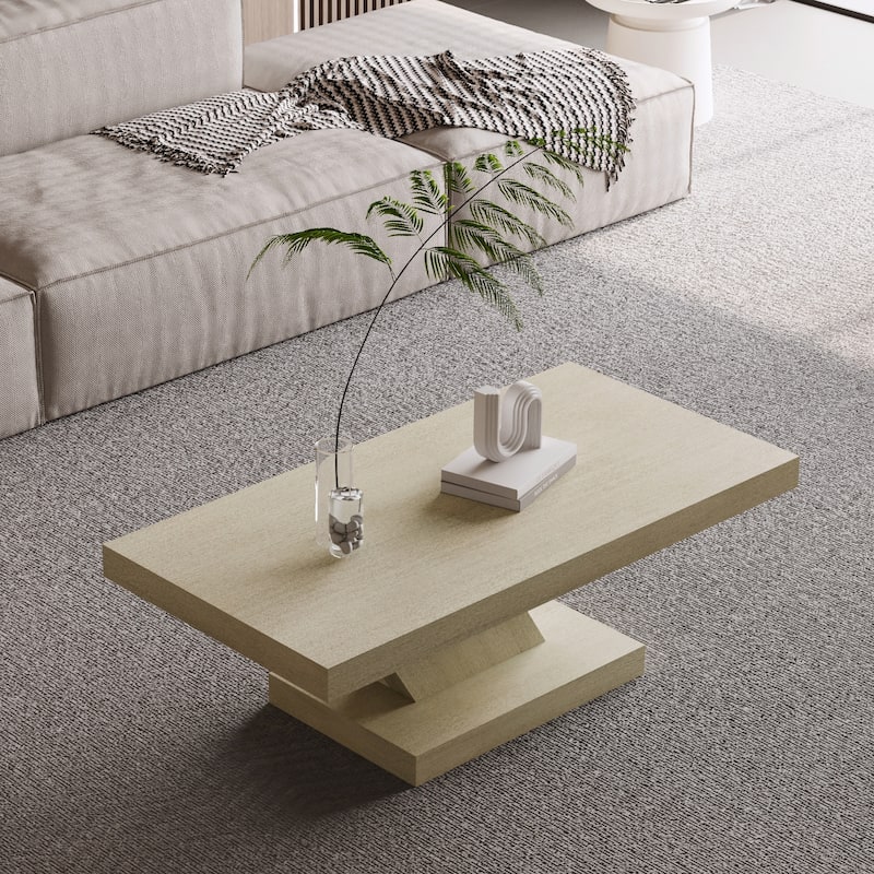 Oak Cross Leg Coffee Table 47" Modern Side Table, Simple End Table Sofa Table Accent Table Center Table