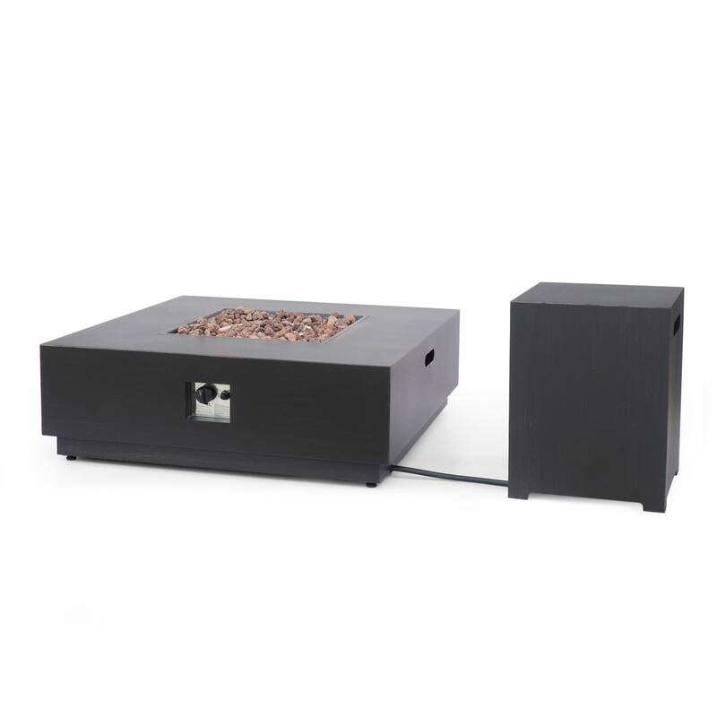 Wellington Outdoor 40-Inch Square Fire Pit with Tank Holder by Christopher Knight Home - 40.00" W x 40.00" D x 13.50" H - Brown
