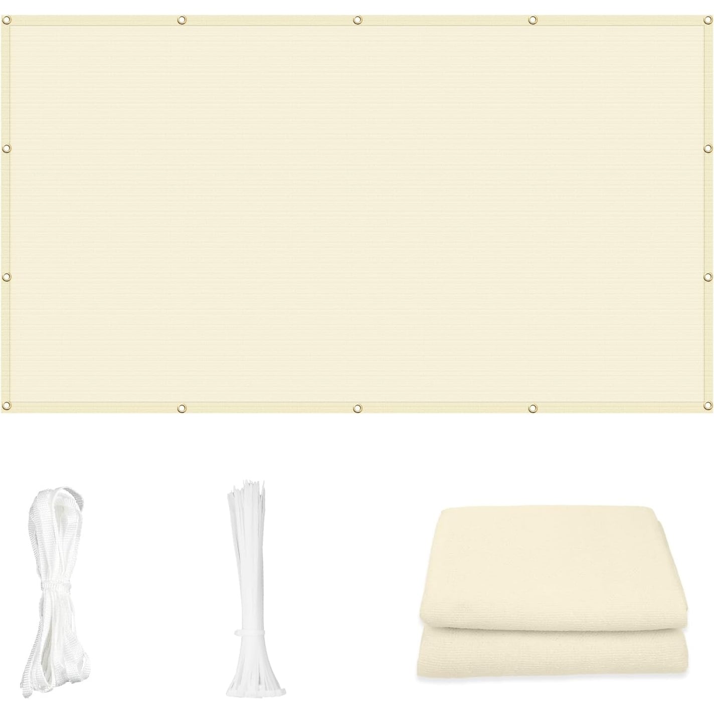 16x24 FT Sun Shade Cloth with Grommets for Outdoor Patio, Pergola, and Garden - Butter Cream