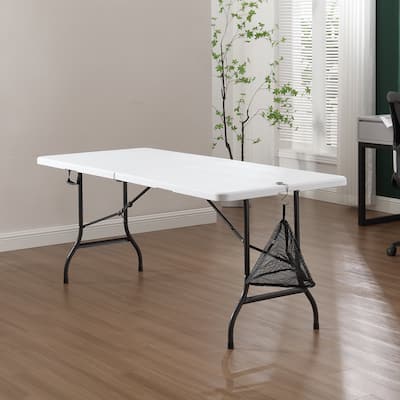 Patio Dining Table Bi-Folding Portable Table Lightweight Foldable Large Camping Table for Indoor Outdoor Picnic Backyard