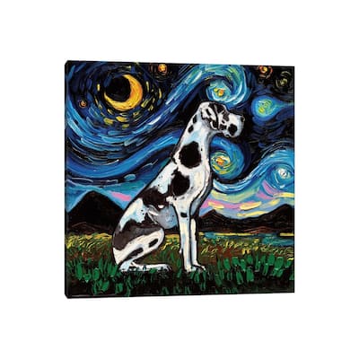iCanvas "Harlequin Great Dane Night" by Aja Trier Canvas Print