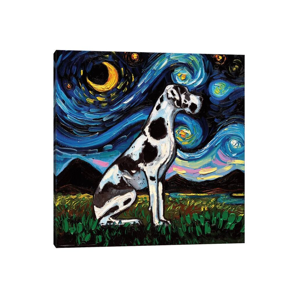 iCanvas "Harlequin Great Dane Night" by Aja Trier Canvas Print