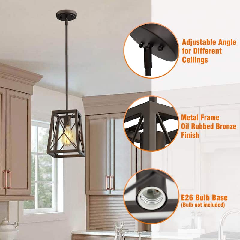 1-Light Metal Wire Cage Pendant Light,Oil Rubbed Bronze Finish
