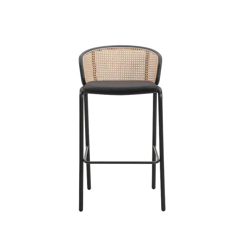 LeisureMod Ervilla Bar Stool with Black Powder Coated Steel Frame - 37"